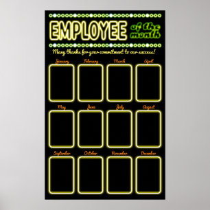Poster Faux neon employé photo du mois affichage poste