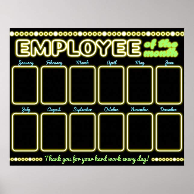 Poster Faux neon photo employé de l'affichage du mois (Devant)