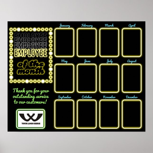 Poster Faux neon photo employé de l'affichage du mois (Devant)