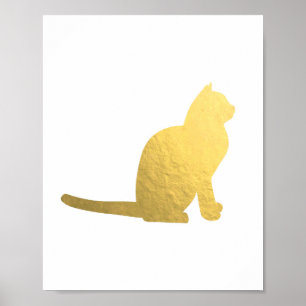 Poster Faux or chat illustration texture dorée antique