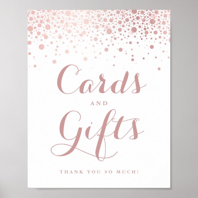 Poster Faux Rose Gold Foil Confetti Cartes et Cadeaux (Devant)