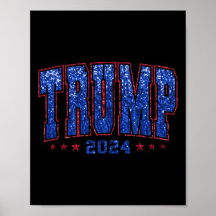 Poster Faux Sequins Trump 2024 Président Faire à nouveau 