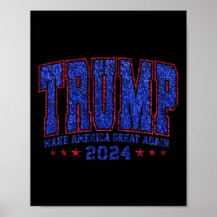Poster Faux Sequins Trump 2024 Président Make America Tru