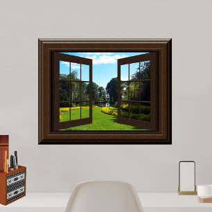 Poster Faux Window Paysage paisible Zen