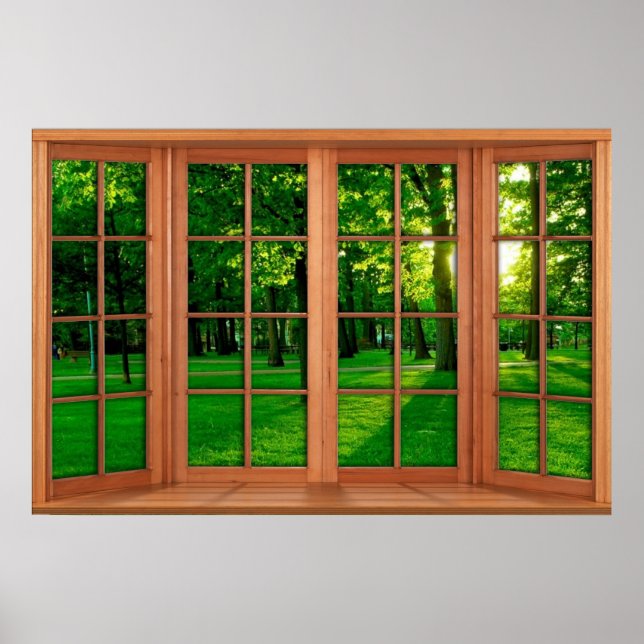 Poster Faux Wooden Bay Illusion - Green Park (Devant)