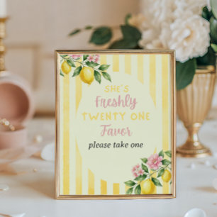 Poster Faveur d'anniversaire 21 ans Freshly Yellow Stripe