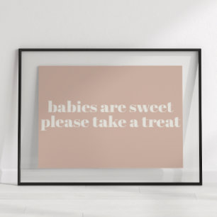 Poster Faveur de baby shower en typographie de grès rose