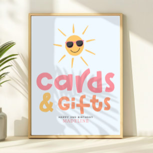 Poster Faveur de naissance de fête au bord de la piscine