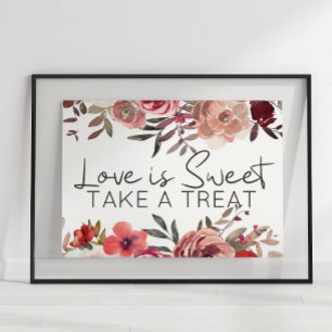Poster Faveur de Roses Florales Rouge Blush L'Amour Est D