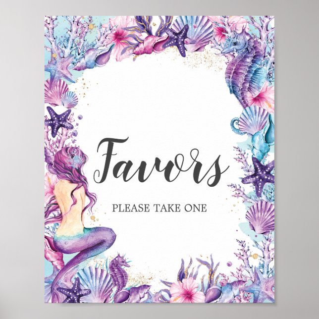 Poster Faveurs de Baby Shower de mariage Mermaid Under th (Devant)