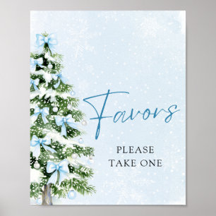 Poster Faveurs de Baby Shower d'Hiver Arbre de Noël aux R