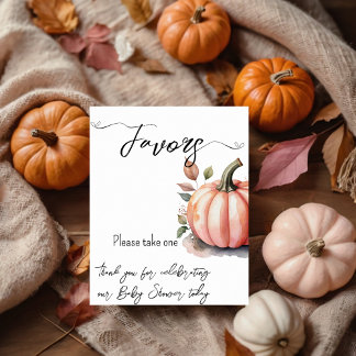 Poster Faveurs de Baby Shower Fille au thème Citrouille R