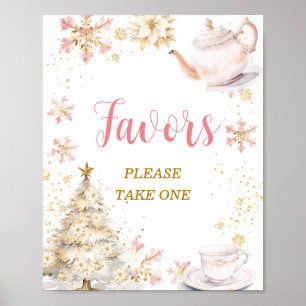 Poster Faveurs de Baby Shower pour une Fête de Thé Rose H
