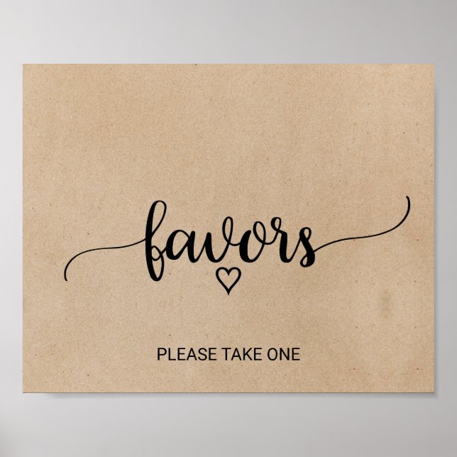 Poster Faveurs de calligraphie kraft fausses simples (Devant)