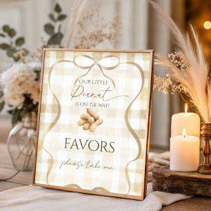 Poster Faveurs de fête prénatale neutres gingham beige po
