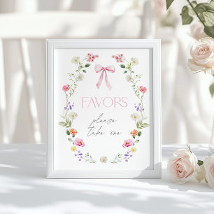Poster Faveurs de fleurs sauvages Bébé en fleurs rose