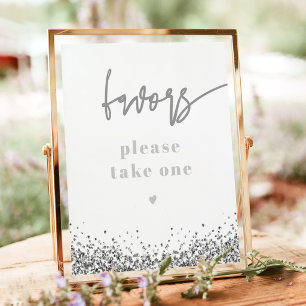 Poster Faveurs de mariage à paillettes en argent REGINA D