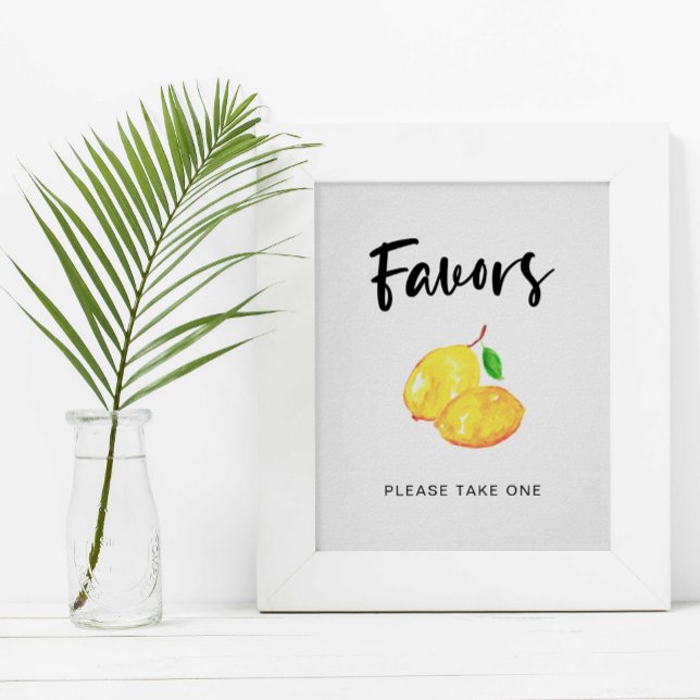 Poster faveurs de mariage à thème aquarelle citron pannea (Créateur téléchargé)
