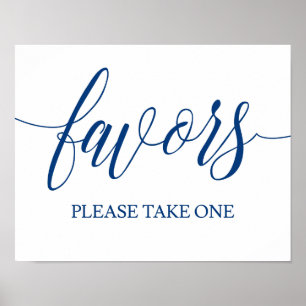 Poster Faveurs de mariage Connexion Marine Blue Calligrap