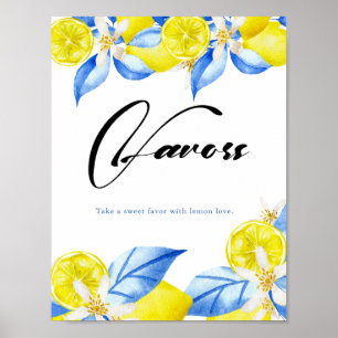 Poster Faveurs de mariage floral citron italien