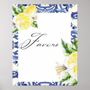 Poster Faveurs de mariage méditerranéen floral au citron