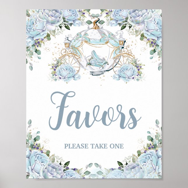 Poster Faveurs de princesse aux roses bleues bébé et carr (Devant)
