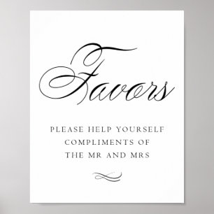 Poster Faveurs élégantes Calligraphie noire   Panneau de 