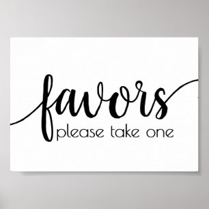 Poster Faveurs simples   Black Script Wedding Party Event