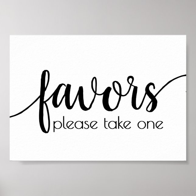 Poster Faveurs simples | Black Script Wedding Party Event (Devant)