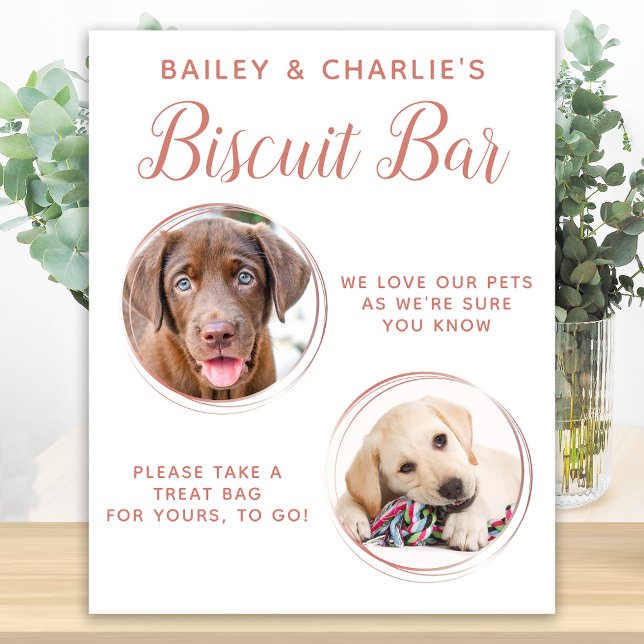 Poster Favor de mariage pour chien Rose Gold Bar à biscui (Créateur téléchargé)
