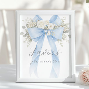 Poster Favoris Baby Shower Bleu Eucalyptus Nœud