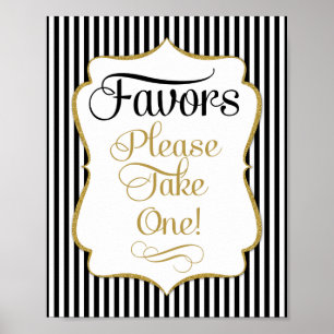 Poster Favoris Panneau Noir Rayure Dorée