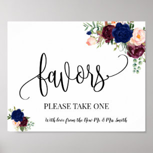Poster Favoris signe mariage réception boho chic marine