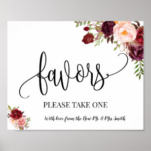 Poster Favoris signe mariage réception boho marsala