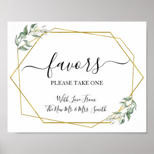 Poster Favoris signe mariage réception verdure or