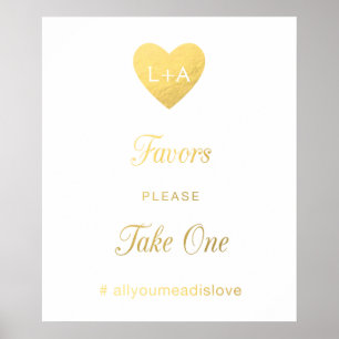 Poster Favoriser le signe Mariage, faux coeur d'or
