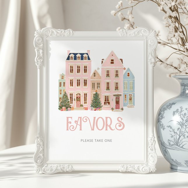 Poster Favors Christmas village Winter Baby Shower (Créateur téléchargé)