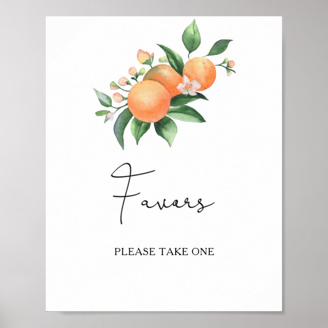Poster Favors de mariage à l'aquarelle citrus - prenez-en (Devant)