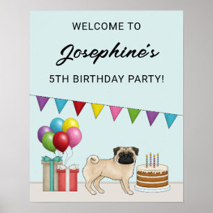 Poster Fawn Carlin mignon dessin chien Anniversaire Bienv