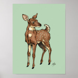 Poster Fawn with Mint arrière - plan