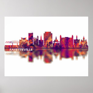 Poster Fayetteville Caroline du Nord Skyline
