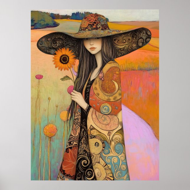 Poster *~* FD2 11 Fille d'automne lunaire Autumn Retro Fl (Devant)