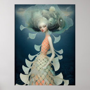 Poster *~* FD2 12 Déesse de l'Eau Fantastique Mer Sirène