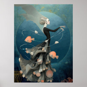 Poster *~* FD2 15 Déesse de l'Eau Fantastique Mer Sirène