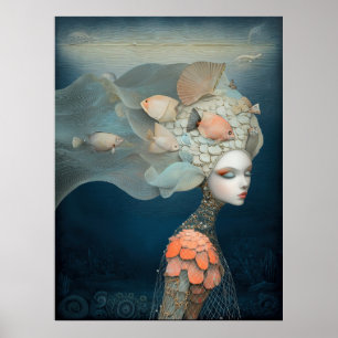 Poster *~* FD2 23  Déesse de l'Eau Fantastique Mer Sirène