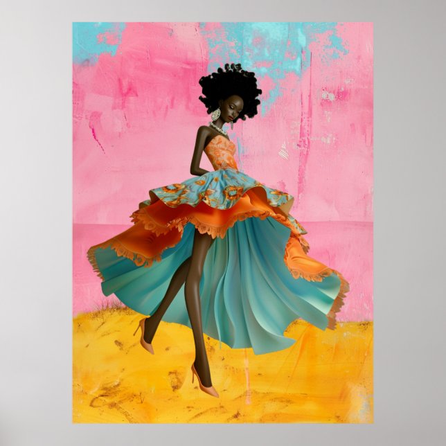 Poster *~* FD2 39 GODDESS Tropicaux Vibrant femme noire (Devant)
