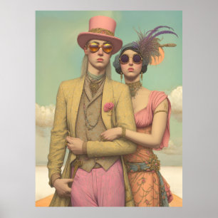 Poster *~* FD2 Amour Romantique Retro Boho Couple 18