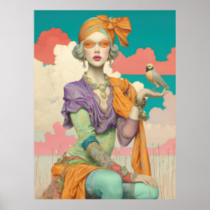 Poster FD2 Bohème Bohème Été Glam Femme Oiseau 41