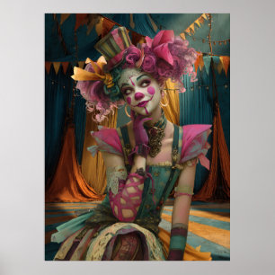 Poster FD2 Circus Clown Art 13 Art Vintage Retro Carnival