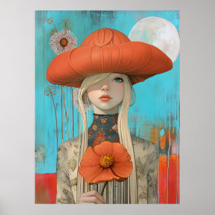 Poster *~* FD2 Floral Fall Girl Automne Casquette Retro 2